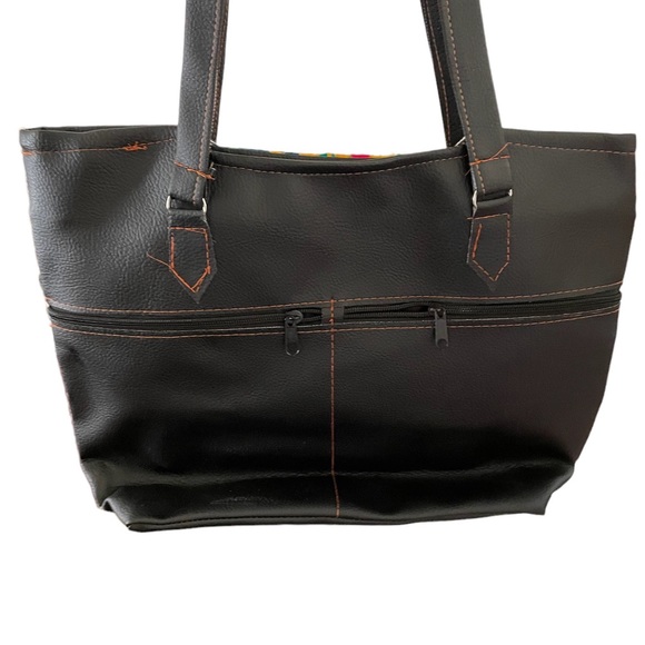 Embroidered tote, Womens tote, Mexican Tote, Black Tote - Picture 4 of 8